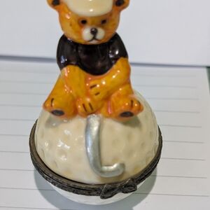 Charming Bear Trinket Box - Orange and Cream